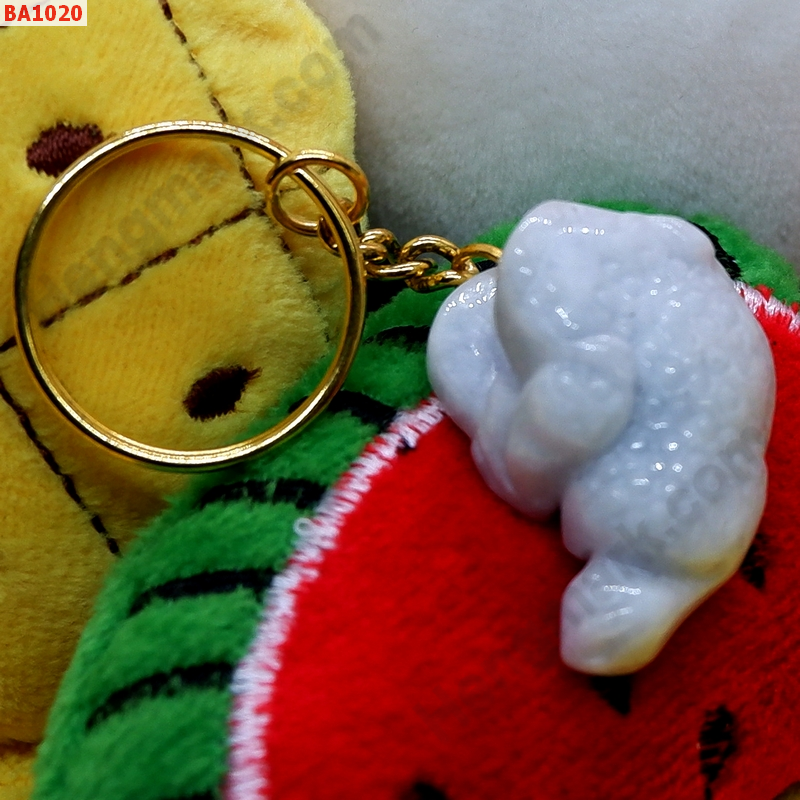 BA1020 พวงกุญแจกบคาบเหรียญ หยกขาว ราคา 299 บาท http://hengmark.com/view_product/BA1020.htm