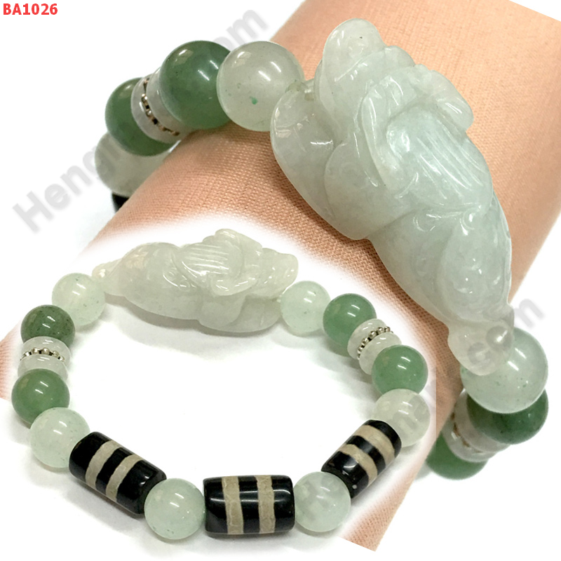 BA1026 สร้อยข้อมือกบคาบเหรียญ+DZI ลายเส้น ราคา 529 บาท http://hengmark.com/view_product/BA1026.htm
