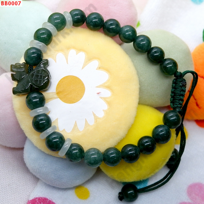 BB0007 สร้อยข้อมือเชือกกิเลนหยก สีเขียวเข้ม ราคา 299 บาท http://hengmark.com/view_product/BB0007.htm
