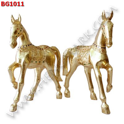 BG1011 ม้าไม้แกะสลักเคลือบทอง เป็นคู่ ราคา 3399 บาท http://hengmark.com/view_product/BG1011.htm
