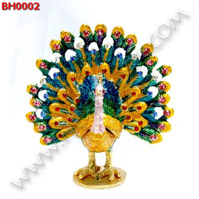 BH0002 นกยูงรำแพนลงยาประดับคริสตัล ราคา 1500 บาท http://hengmark.com/view_product/BH0002.htm