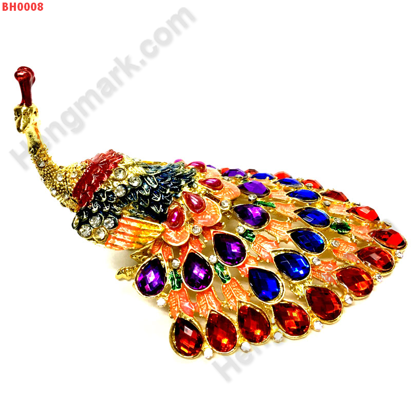 BH0008 นกยูงหางพลอยแดง ตลับเครื่องประดับฝังคริสตัล ราคา 799 บาท http://hengmark.com/view_product/BH0008.htm