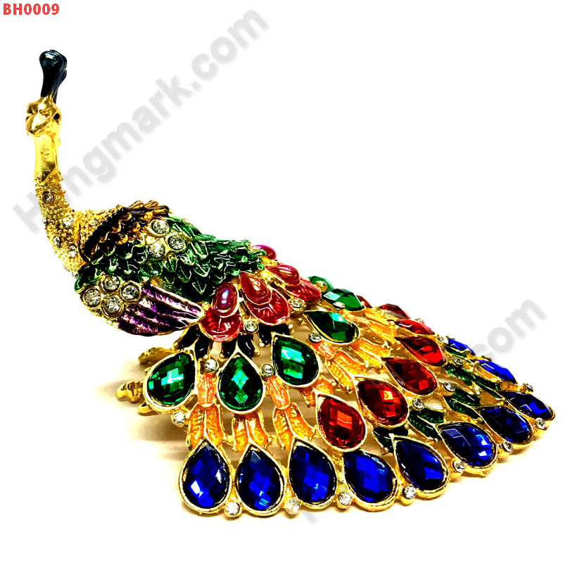 BH0009 นกยูงหางพลอยน้ำเงิน ตลับเครื่องประดับฝังคริสตัล ราคา 799 บาท http://hengmark.com/view_product/BH0009.htm