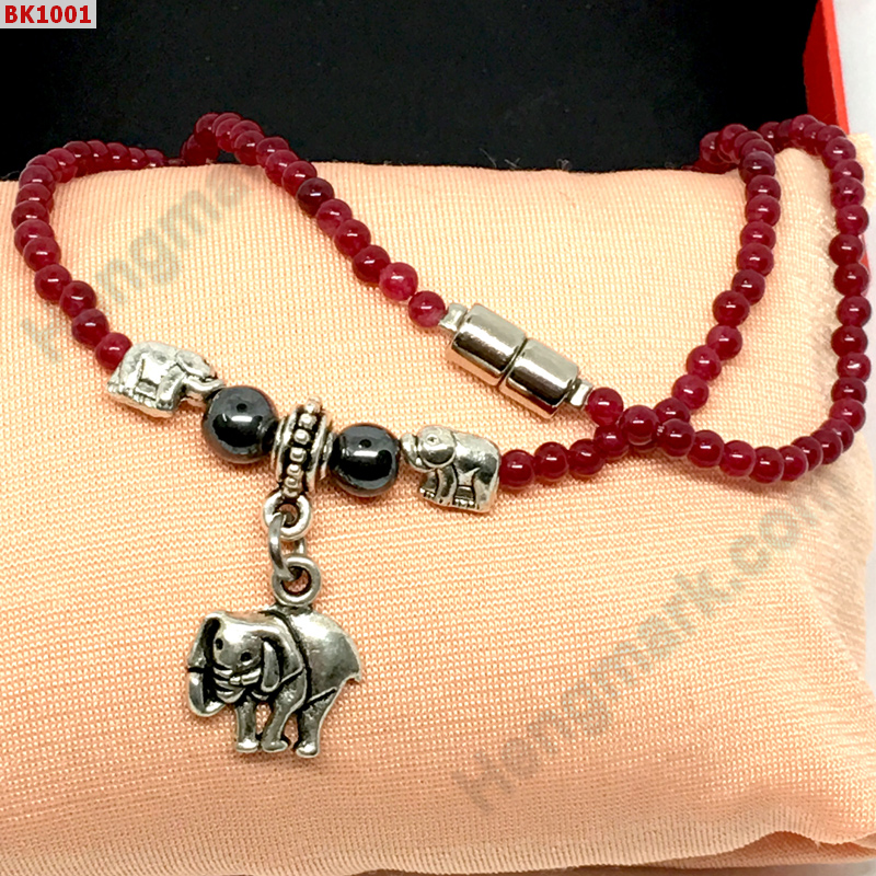 BK1001 สร้อยคอทับทิมจี้รูปช้างโลหะสีเงิน ราคา 299 บาท http://hengmark.com/view_product/BK1001.htm