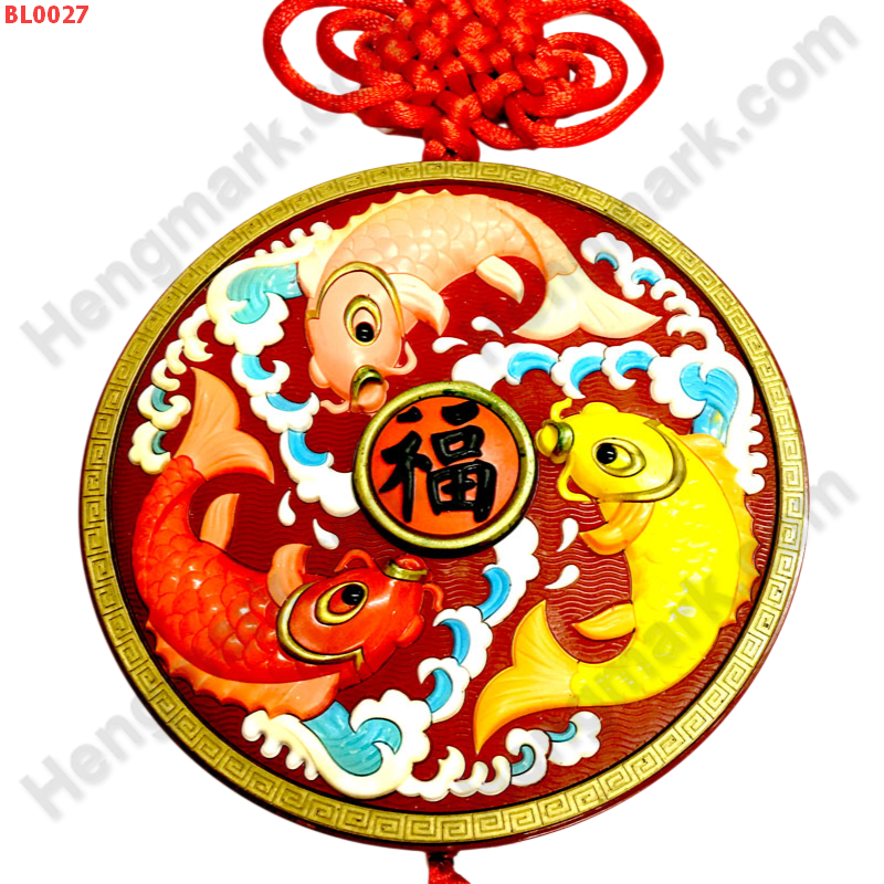 BL0027 ป้ายมงคล ปลา 3 ตัว พื้นแดง ราคา 299 บาท http://hengmark.com/view_product/BL0027.htm
