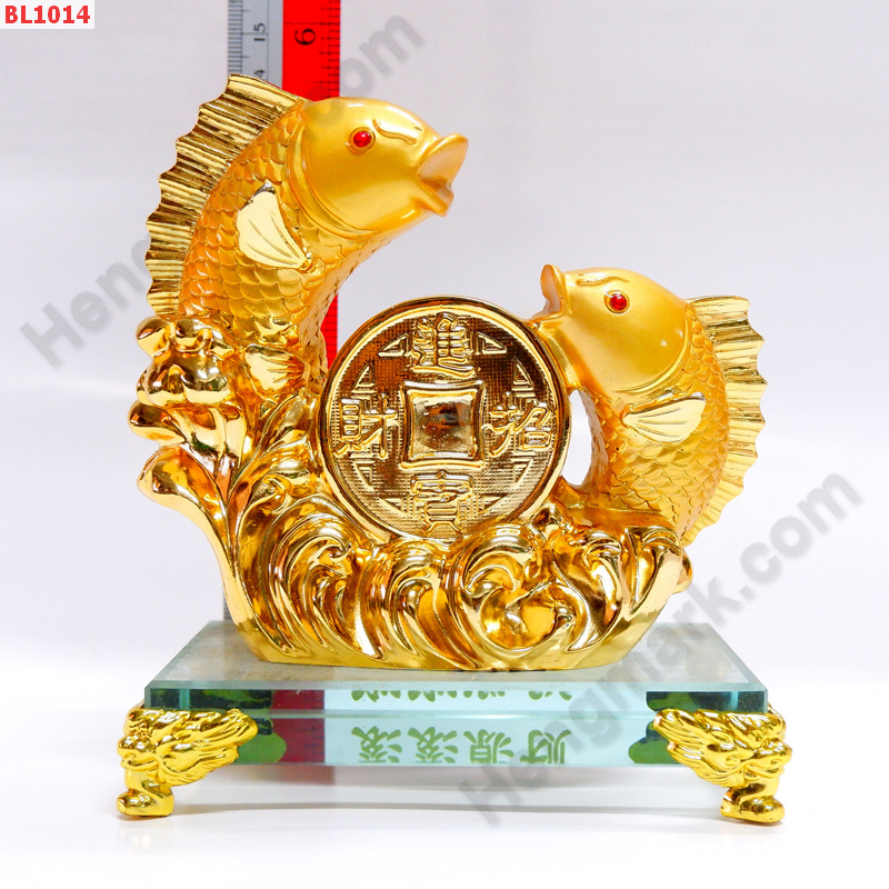BL1014 ปลาหลีฮื้อทองคู่ฐานกระจก ราคา 999 บาท http://hengmark.com/view_product/BL1014.htm