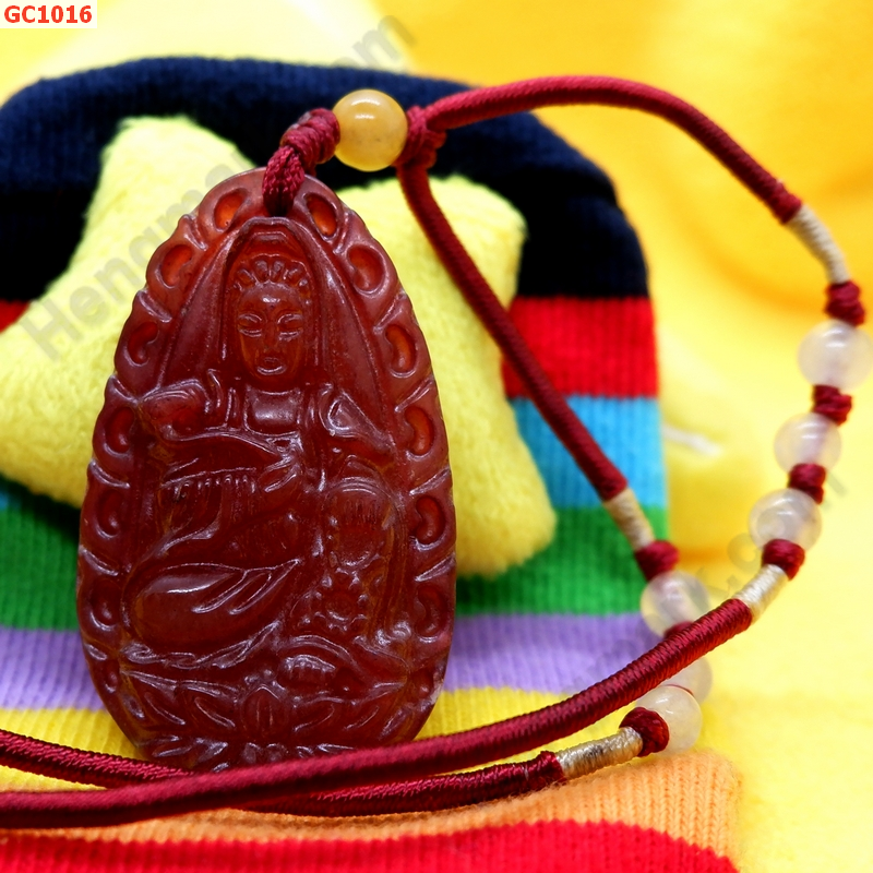 GC1016 เจ้าแม่กวนอิมถือดอกบัว หินสีแดงพร้อมสร้อยเชือก ราคา 199 บาท http://hengmark.com/view_product/GC1016.htm