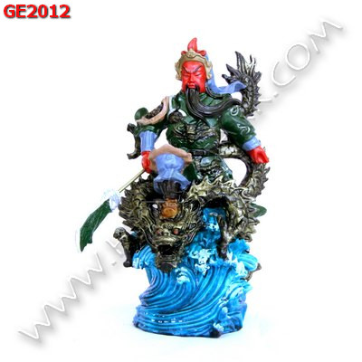 GE2012 เทพกวนอูเสื้อสีเขียวเนื้อเรซิ่น นั่งบนมังกร ราคา 699 บาท http://hengmark.com/view_product/GE2012.htm