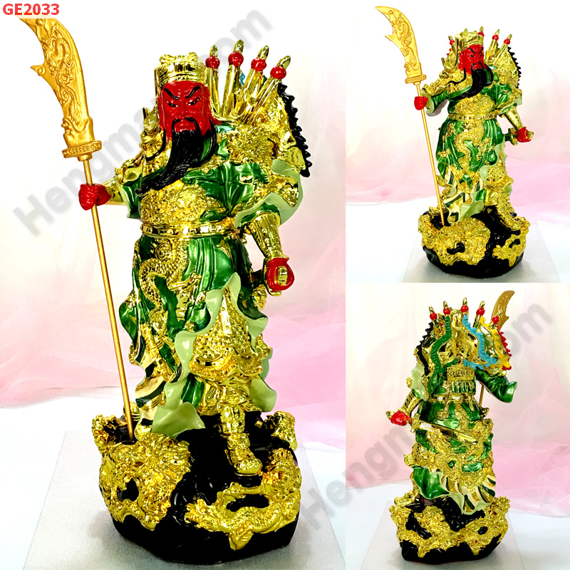 GE2033 เทพกวนอูยืืน9มังกร หลังติดธง 5 ธง ราคา 3600 บาท http://hengmark.com/view_product/GE2033.htm