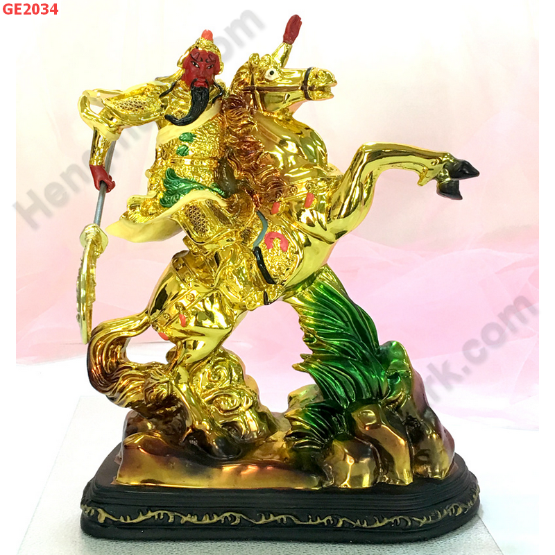 GE2034 เทพกวนอูขี่ม้า เคลือบทอง24K ราคา 2000 บาท http://hengmark.com/view_product/GE2034.htm