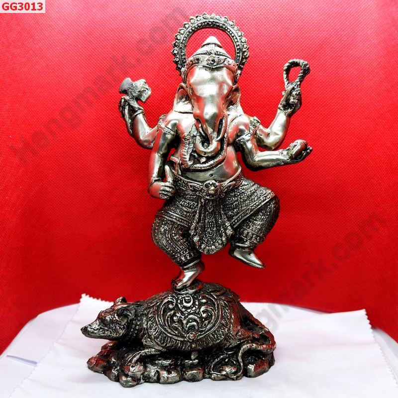 GG3013 พระพิฆเนศทองเหลืองขัดเงิน  ประทับยืนบนหลังหนู ราคา 2500 บาท http://hengmark.com/view_product/GG3013.htm