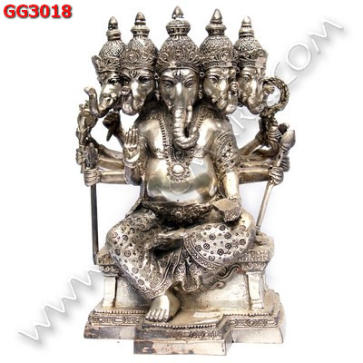GG3018 พระพิฆเนศทองเหลืองขัดเงิน  5 เศียร ราคา 4500 บาท http://hengmark.com/view_product/GG3018.htm