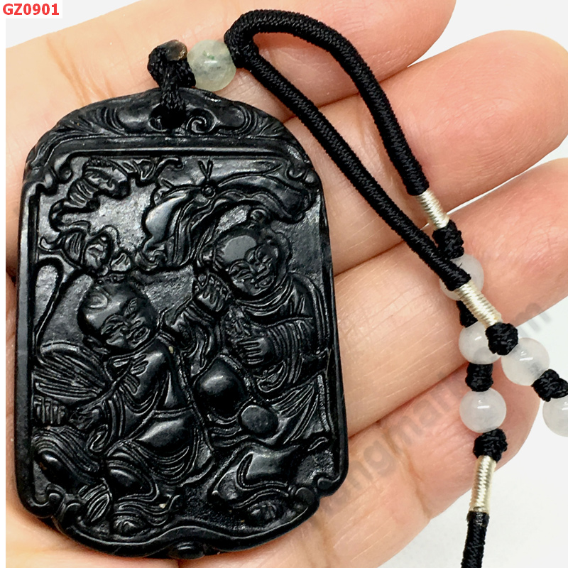 GZ0901 สร้อยคอจี้รูปเด็กคู่ หยกดำ ราคา 299 บาท http://hengmark.com/view_product/GZ0901.htm
