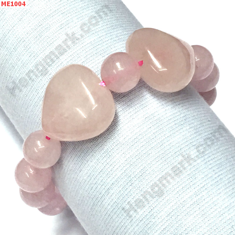 ME1004 สร้อยข้อมือหัวใจคู่ โรสควอตซ์ ราคา 399 บาท http://hengmark.com/view_product/ME1004.htm
