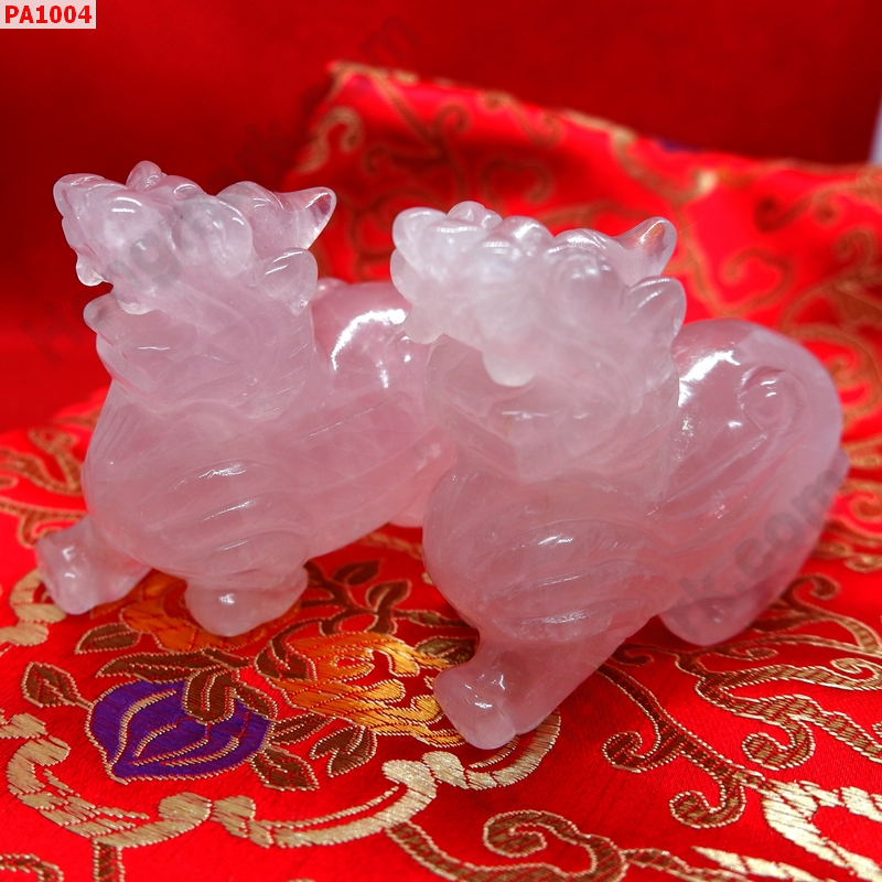 PA1004 ปี่เซียะคู่ตั้งโต๊ะ หินโรสควอตซ์ ราคา 3200 บาท http://hengmark.com/view_product/PA1004.htm