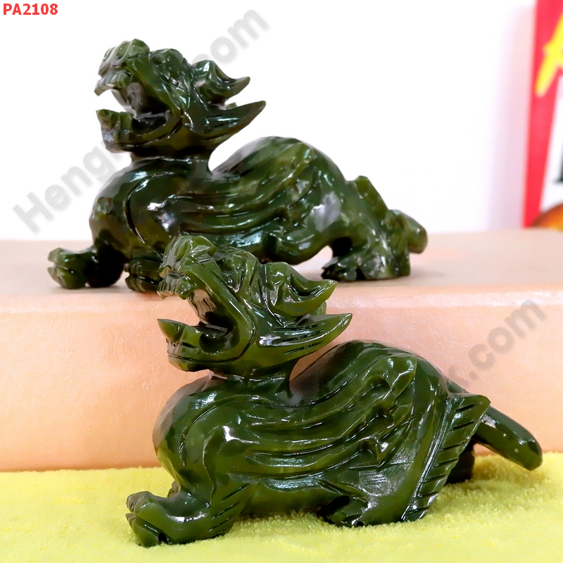 PA2108 ปี่เซียะคู่ตั้งโต๊ะ หินสีเขียว ราคา 1699 บาท http://hengmark.com/view_product/PA2108.htm