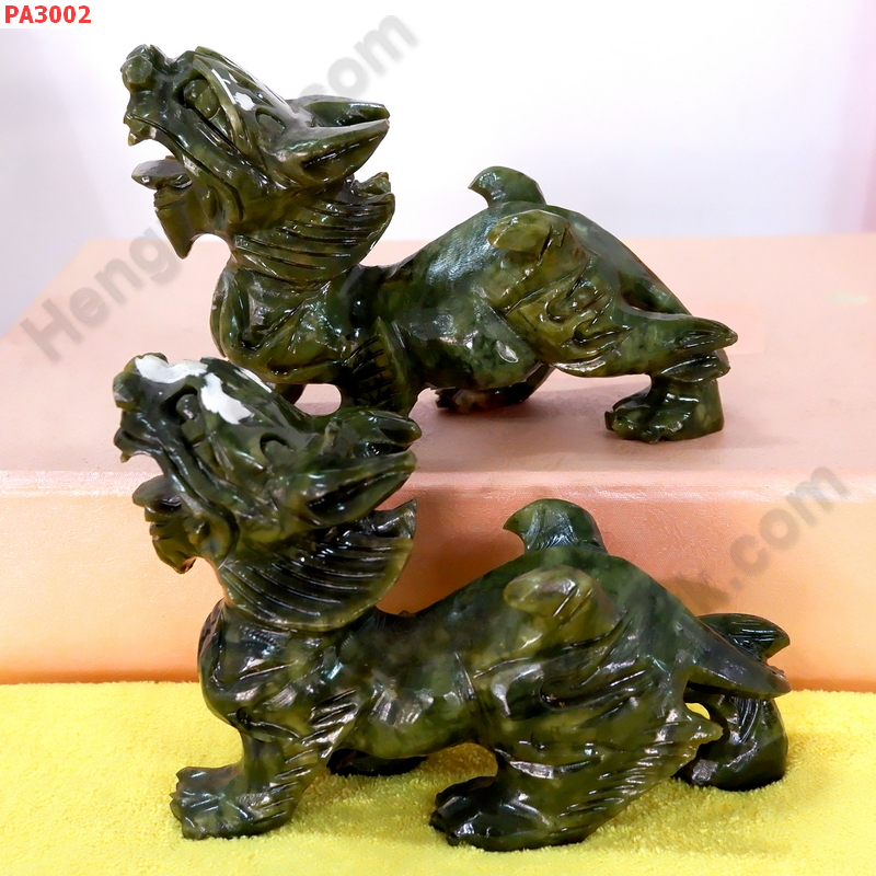 PA3002 ปี่เซียะคู่ตั้งโต๊ะ หินสีเขียว ราคา 2900 บาท http://hengmark.com/view_product/PA3002.htm