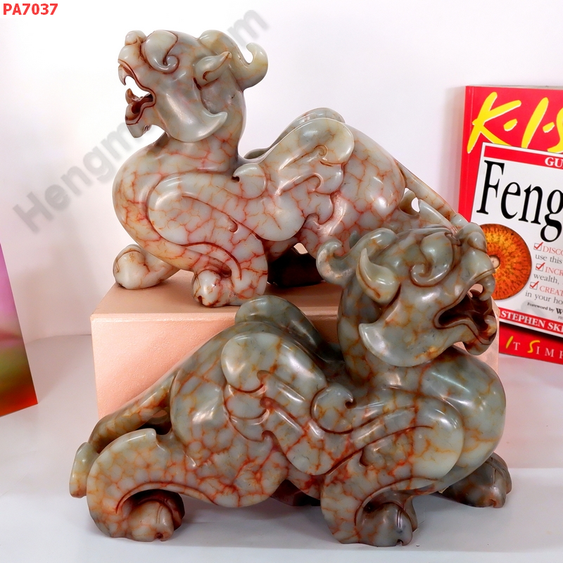 PA7037 ปี่เซียะคู่ตั้งโต๊ะเนื้อหยก มีปีก ราคา 14900 บาท http://hengmark.com/view_product/PA7037.htm