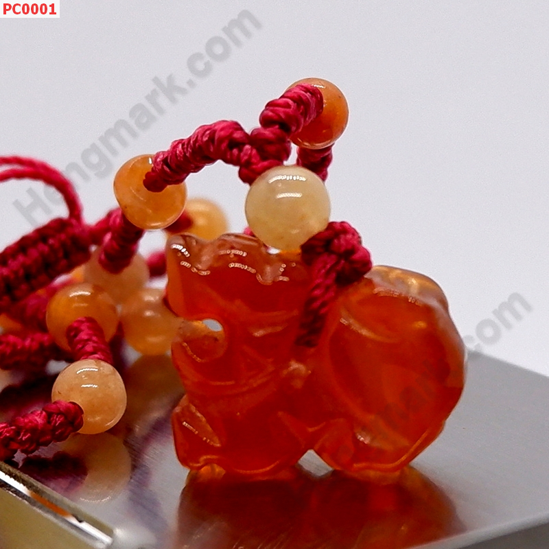 PC0001 ปี่เซียะหินสีแดงจิ๋วพร้อมสร้อยคอ ราคา 199 บาท http://hengmark.com/view_product/PC0001.htm