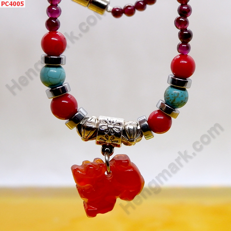 PC4005 สร้อยคอโกเมนจี้ปี่เซียะหินสีแดง ราคา 459 บาท http://hengmark.com/view_product/PC4005.htm