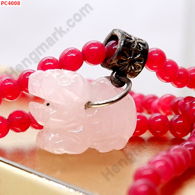 PC4008 สร้อยคอหินทับทิม จี้ปี่เซียะหินโรสควอตซ์ ราคา 429 บาท http://hengmark.com/view_product/PC4008.htm