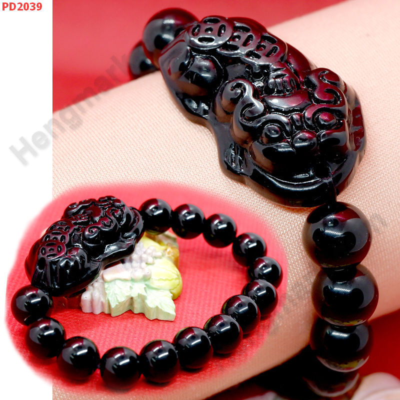 PD2039 สร้อยข้อมือปี่เซียะหินสีดำ ราคา 299 บาท http://hengmark.com/view_product/PD2039.htm