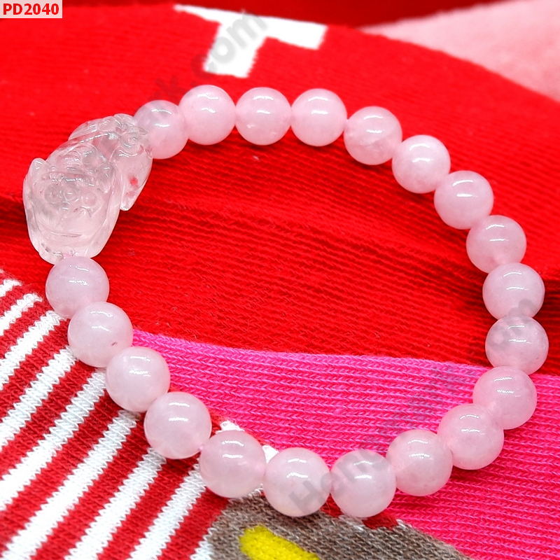 PD2040 สร้อยข้อมือปี่เซียะโรสควอตซ์ ราคา 299 บาท http://hengmark.com/view_product/PD2040.htm