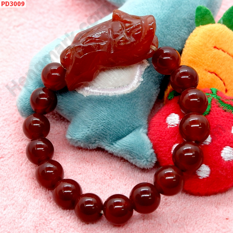 PD3009 สร้อยข้อมือปี่เซียะหินสีแดง ราคา 399 บาท http://hengmark.com/view_product/PD3009.htm