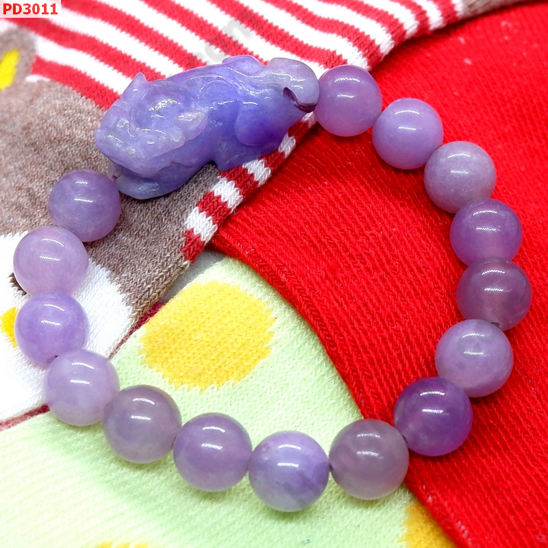 PD3011 สร้อยข้อมือปี่เซียะหยกสีม่วง ราคา 399 บาท http://hengmark.com/view_product/PD3011.htm