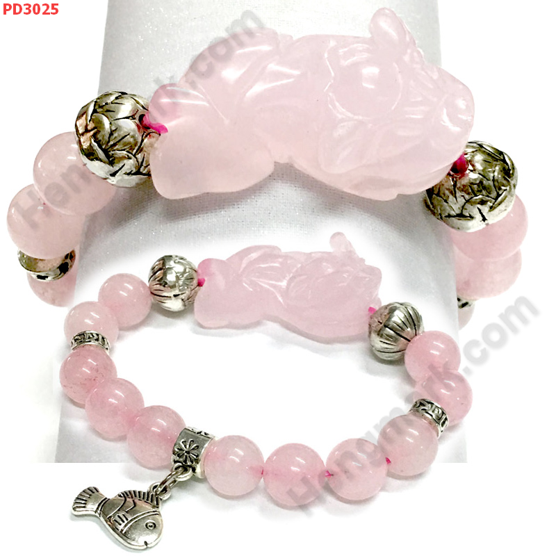 PD3025 สร้อยข้อมือปี่เซียะสีชมพู ราคา 399 บาท http://hengmark.com/view_product/PD3025.htm