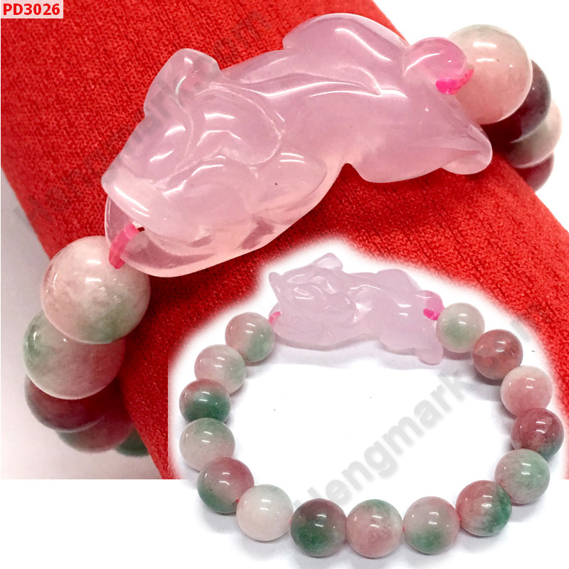 PD3026 สร้อยข้อมือปี่เซียะชมพู ฮกลกซิ่ว ราคา 399 บาท http://hengmark.com/view_product/PD3026.htm