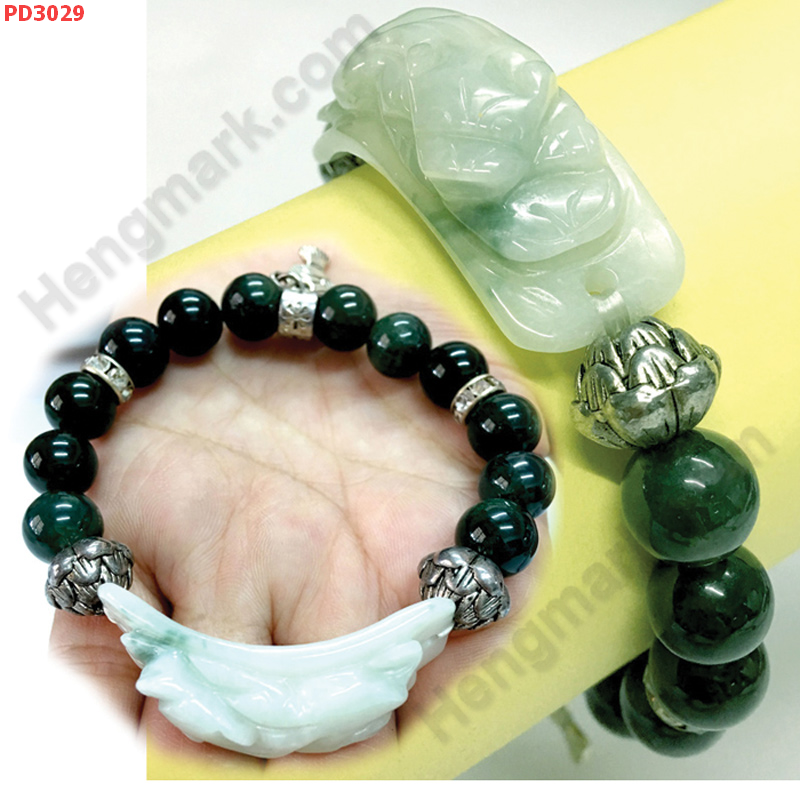 PD3029 สร้อยข้อมือปี่เซียะหยกขาวอมเขียว ราคา 399 บาท http://hengmark.com/view_product/PD3029.htm
