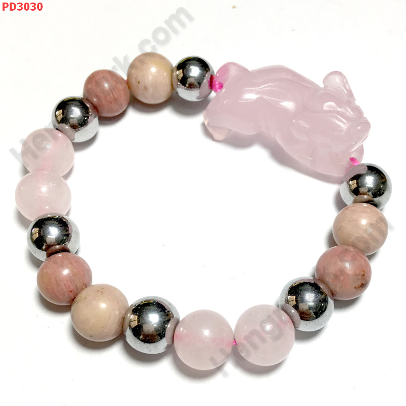 PD3030 สร้อยข้อมือปี่เซียะสีชมพู ราคา 399 บาท http://hengmark.com/view_product/PD3030.htm