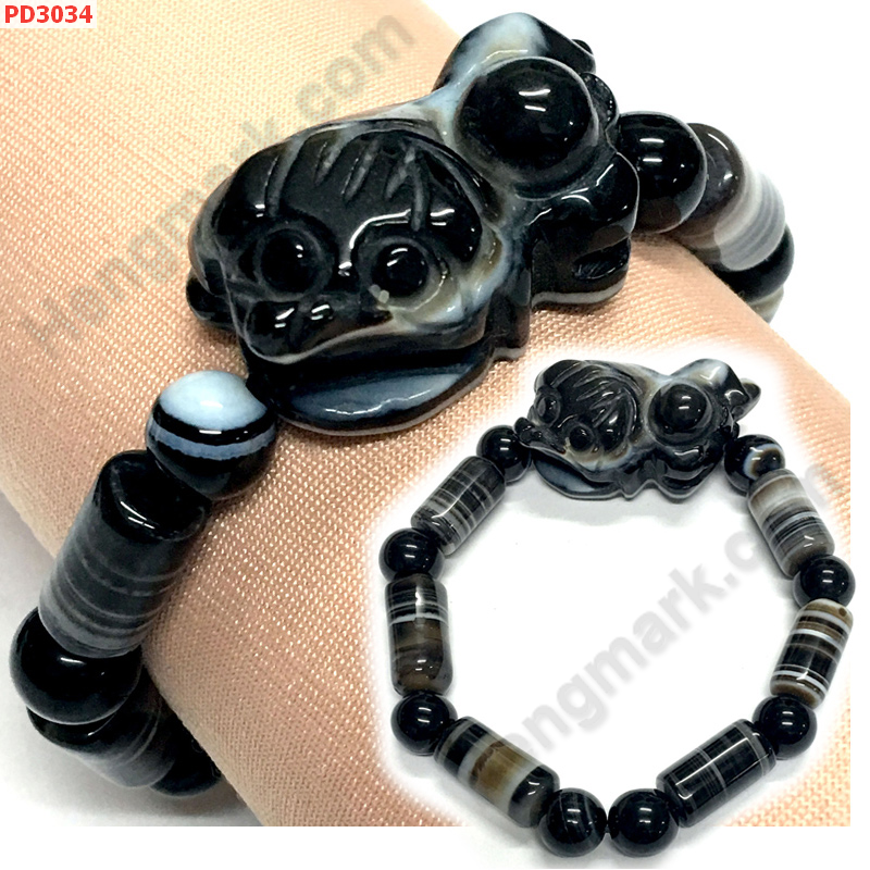PD3034 สร้อยข้อมือปี่เซียะหินอะเก็ตดำ ราคา 399 บาท http://hengmark.com/view_product/PD3034.htm