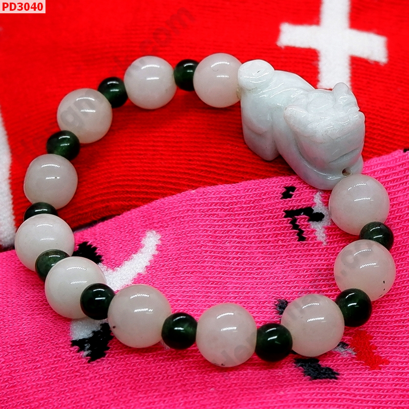 PD3040 สร้อยข้อมือปี่เซียะหยกขาว ราคา 399 บาท http://hengmark.com/view_product/PD3040.htm