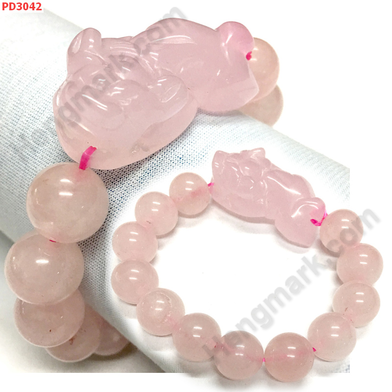 PD3042  สร้อยข้อมือปี่เซียะโรสควอตซ์  ราคา 399 บาท http://hengmark.com/view_product/PD3042.htm
