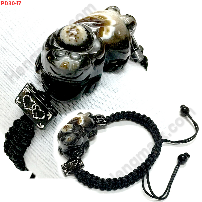 PD3047 สร้อยข้อมือปี่เซียะหินอะเกตดำเชือกถัก ราคา 349 บาท http://hengmark.com/view_product/PD3047.htm