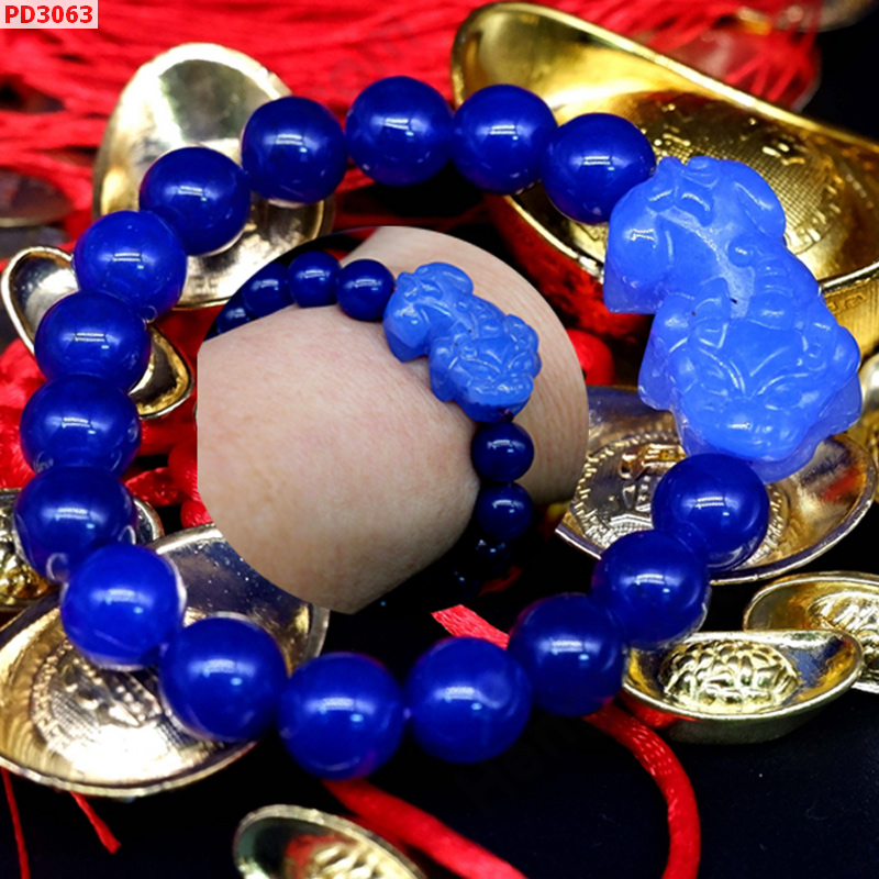 PD3063 สร้อยข้อมือปี่เซียะหินสีฟ้า ราคา 399 บาท http://hengmark.com/view_product/PD3063.htm