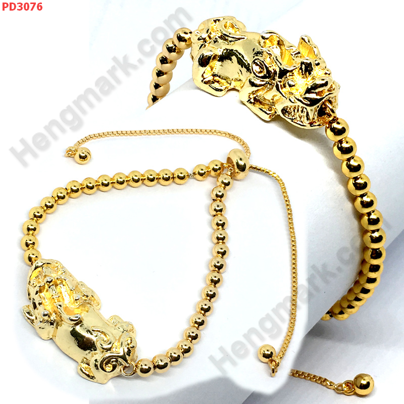 PD3076 สร้อยข้อมือเชือกปี่เซียะสีทอง ราคา 369 บาท http://hengmark.com/view_product/PD3076.htm