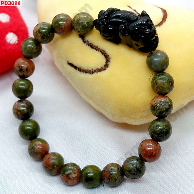 PD3096 สร้อยข้อมือปี่เซียะหินอ็อบสิเดียน+ยูนาไค้ท์ ราคา 399 บาท http://hengmark.com/view_product/PD3096.htm