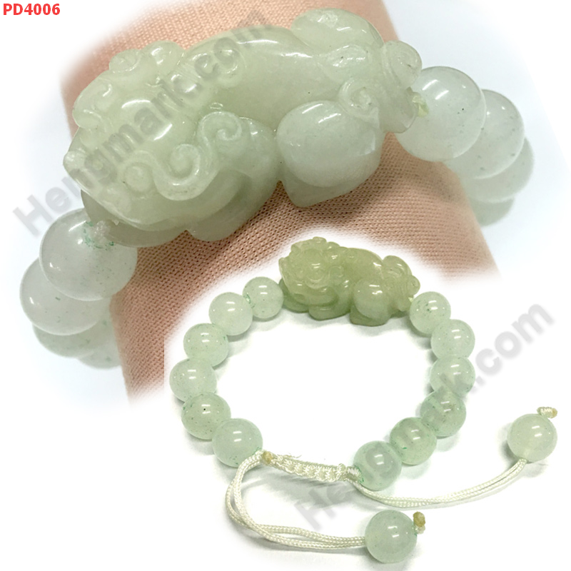 PD4006 สร้อยข้อมือปี่เซียะหยกขาวอมเขียว ราคา 499 บาท http://hengmark.com/view_product/PD4006.htm
