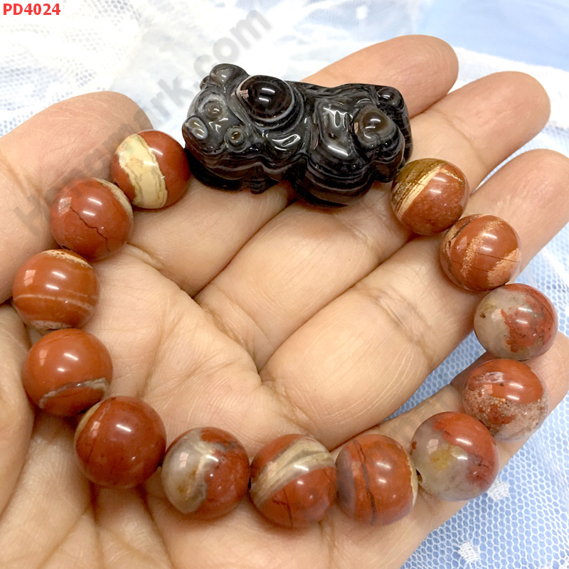 PD4024 สร้อยข้อมือปี่เซียะอะเกตดำ หินเรดแจ๊สเปอร์ ราคา 499 บาท http://hengmark.com/view_product/PD4024.htm