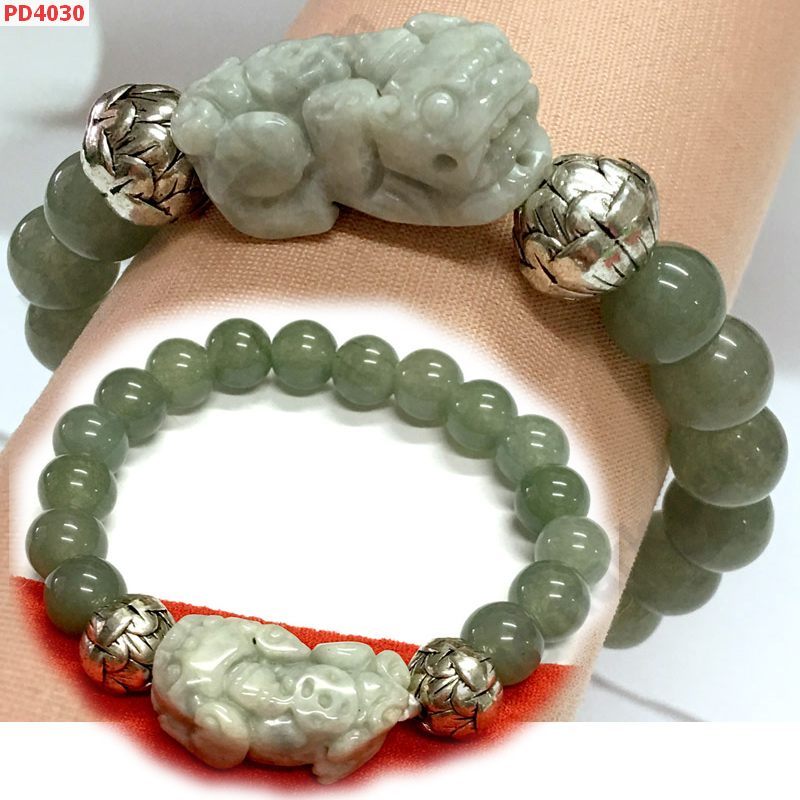 PD4030 สร้อยข้อมือปี่เซียะหยกขาว+หยกเทา ราคา 479 บาท http://hengmark.com/view_product/PD4030.htm