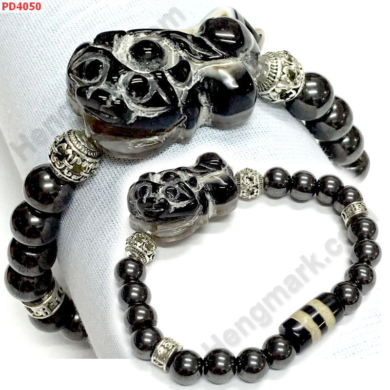 PD4050  สร้อยข้อมือปี่เซียะหินอะเก็ต+DZI ราคา 449 บาท http://hengmark.com/view_product/PD4050.htm