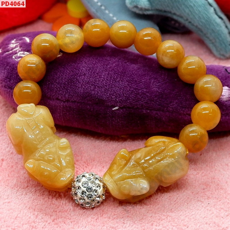 PD4064 สร้อยข้อมือปี่เซียะคู่ หยกน้ำผึ้ง ราคา 499 บาท http://hengmark.com/view_product/PD4064.htm