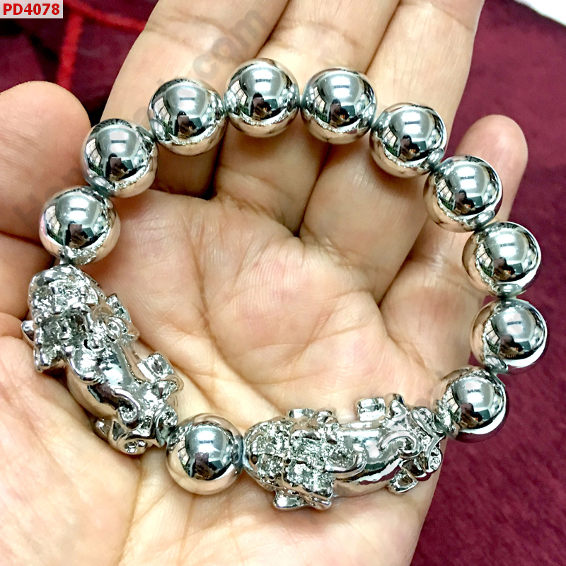 PD4078 สร้อยข้อมือปี่เซียะโลหะเงินคู่ ราคา 439 บาท http://hengmark.com/view_product/PD4078.htm