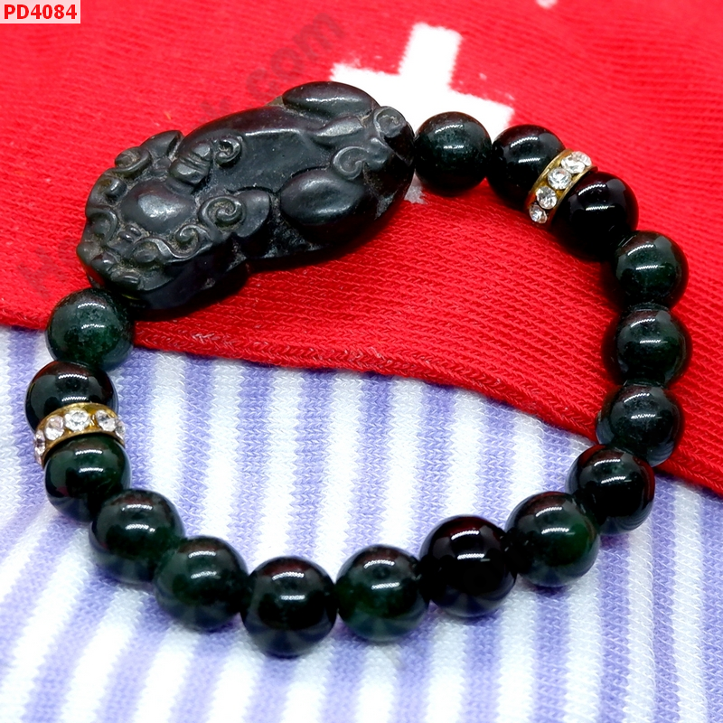 PD4084 สร้อยข้อมือปี่เซียะหยกเขียวดำ ราคา 499 บาท http://hengmark.com/view_product/PD4084.htm