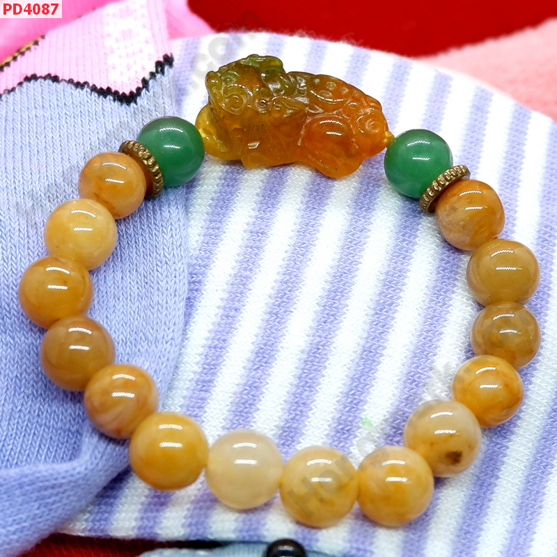 PD4087 สร้อยข้อมือปี่เซียะหินหยกเหลืองเขียว ราคา 479 บาท http://hengmark.com/view_product/PD4087.htm