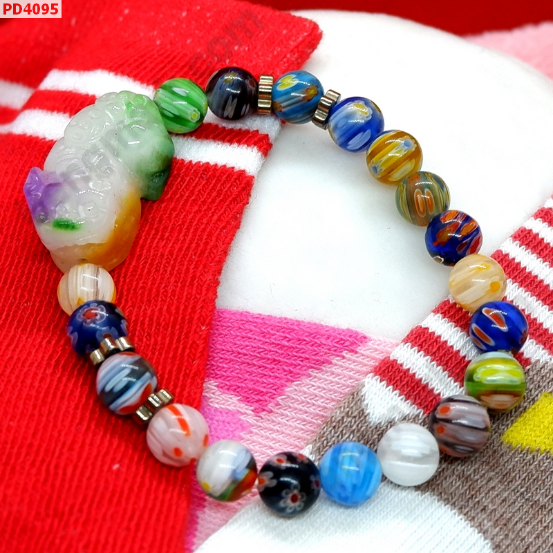 PD4095 สร้อยข้อมือปี่เซียะหิน 5 สี+หินลายแฟนซี ราคา 439 บาท http://hengmark.com/view_product/PD4095.htm