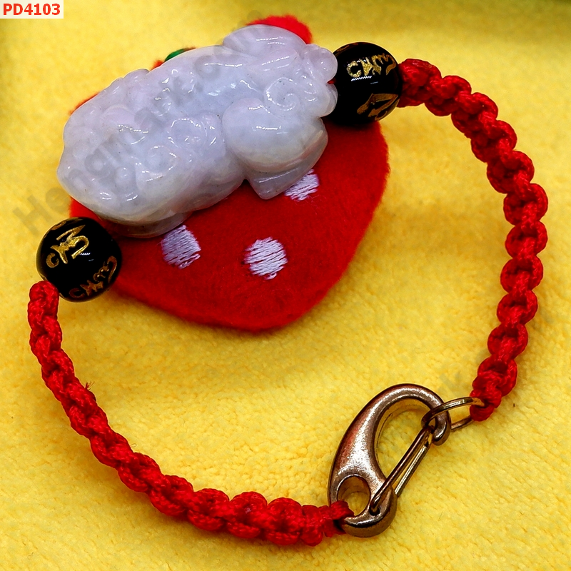 PD4103 สร้อยข้อมือปี่เซียะหยกขาวสร้อยเชือก ราคา 499 บาท http://hengmark.com/view_product/PD4103.htm